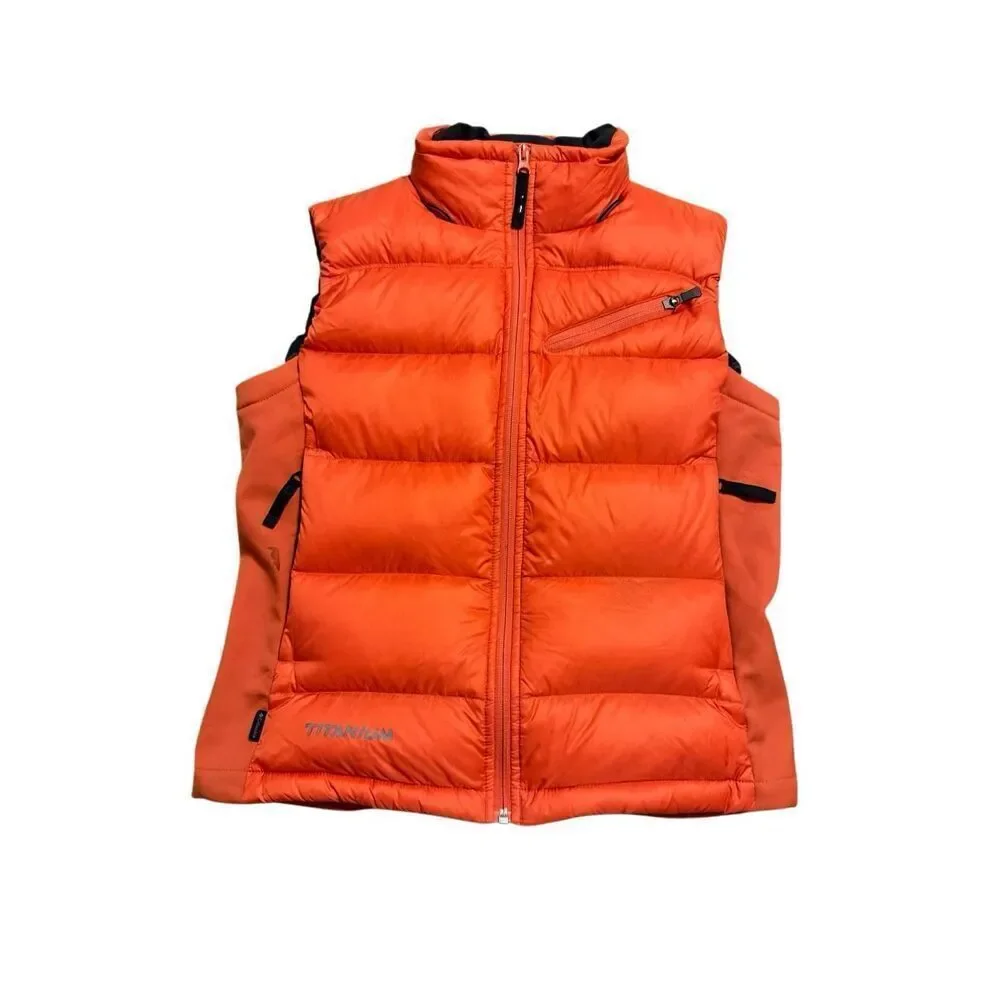 Columbia Titanium Tech Down & Feather Puffer Full Zip Orange Vest Medium